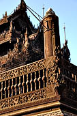 Myanmar - Mandalay, Shwe In Bin Kyaung a wonderful example of the Burmese unique teak architecture and wood-carving art.